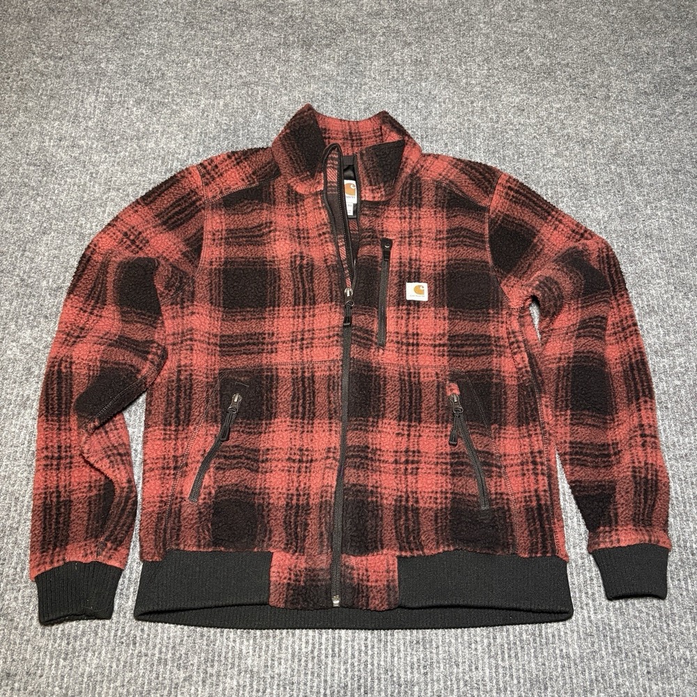 Carhartt Women's Plaid Sherpa Fleece Full Zip Jacket Size M 8/10